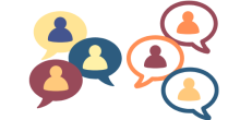 Graphic of people talking inside speech bubbles